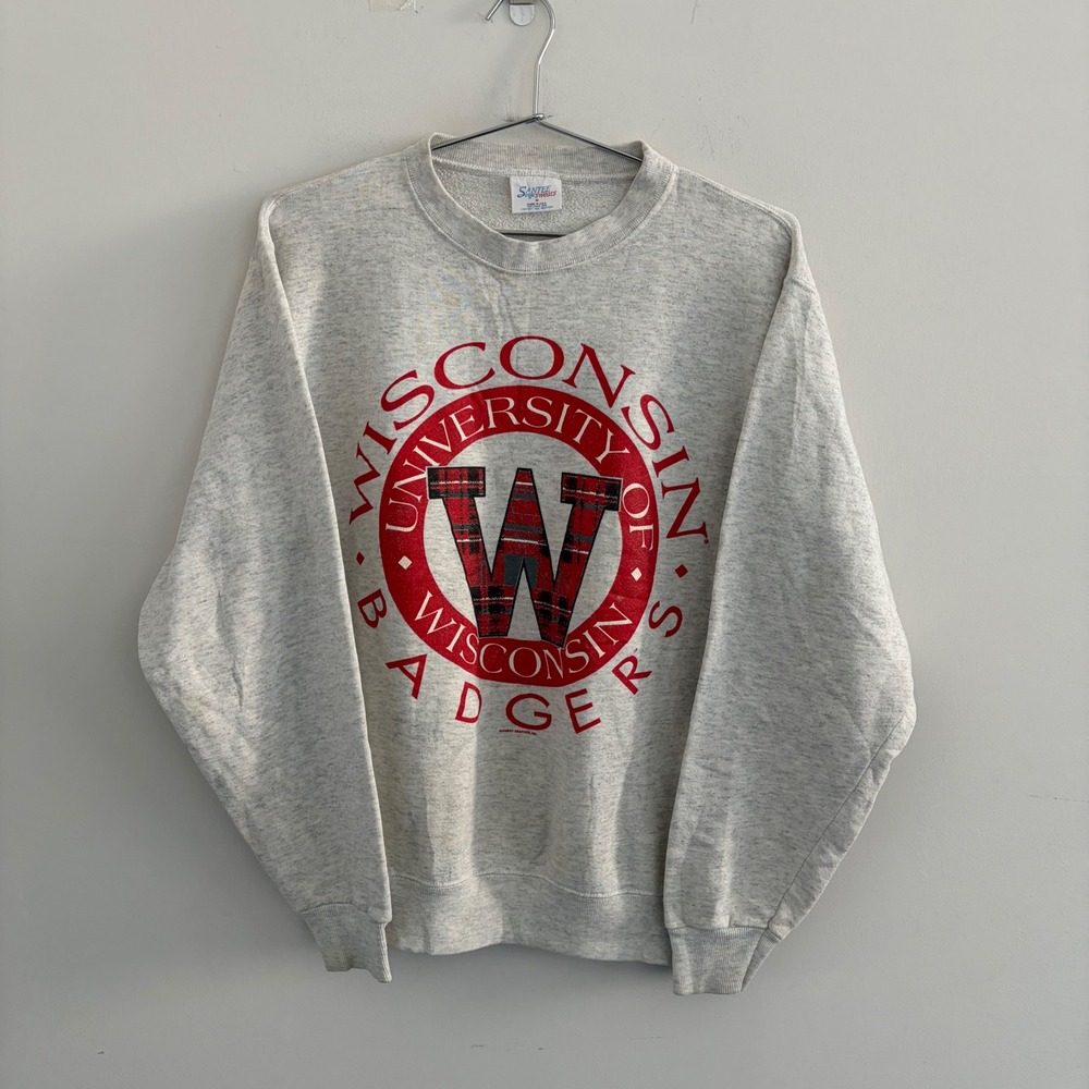 Vintage Santee Sweats University of Wisconsin Badgers Crewneck Sweatshirt Grey M